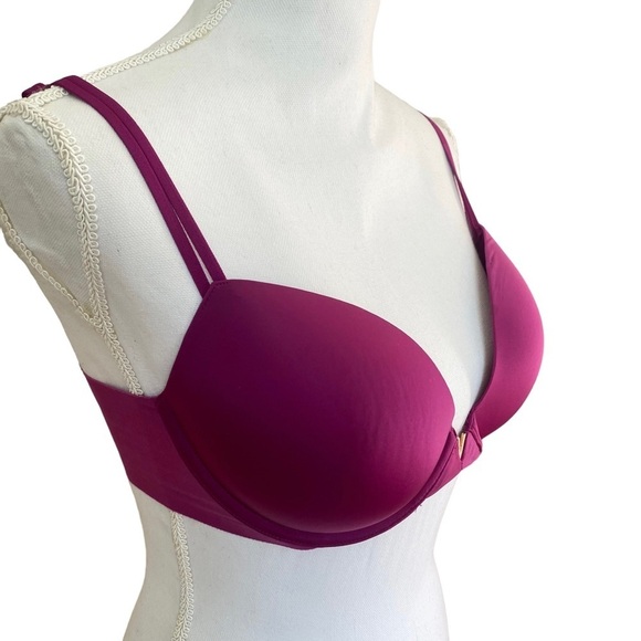 Victorias Secret Bra Size 32DD Push Up Magenta Fuschia Underwire Padded Contour - Picture 3 of 11